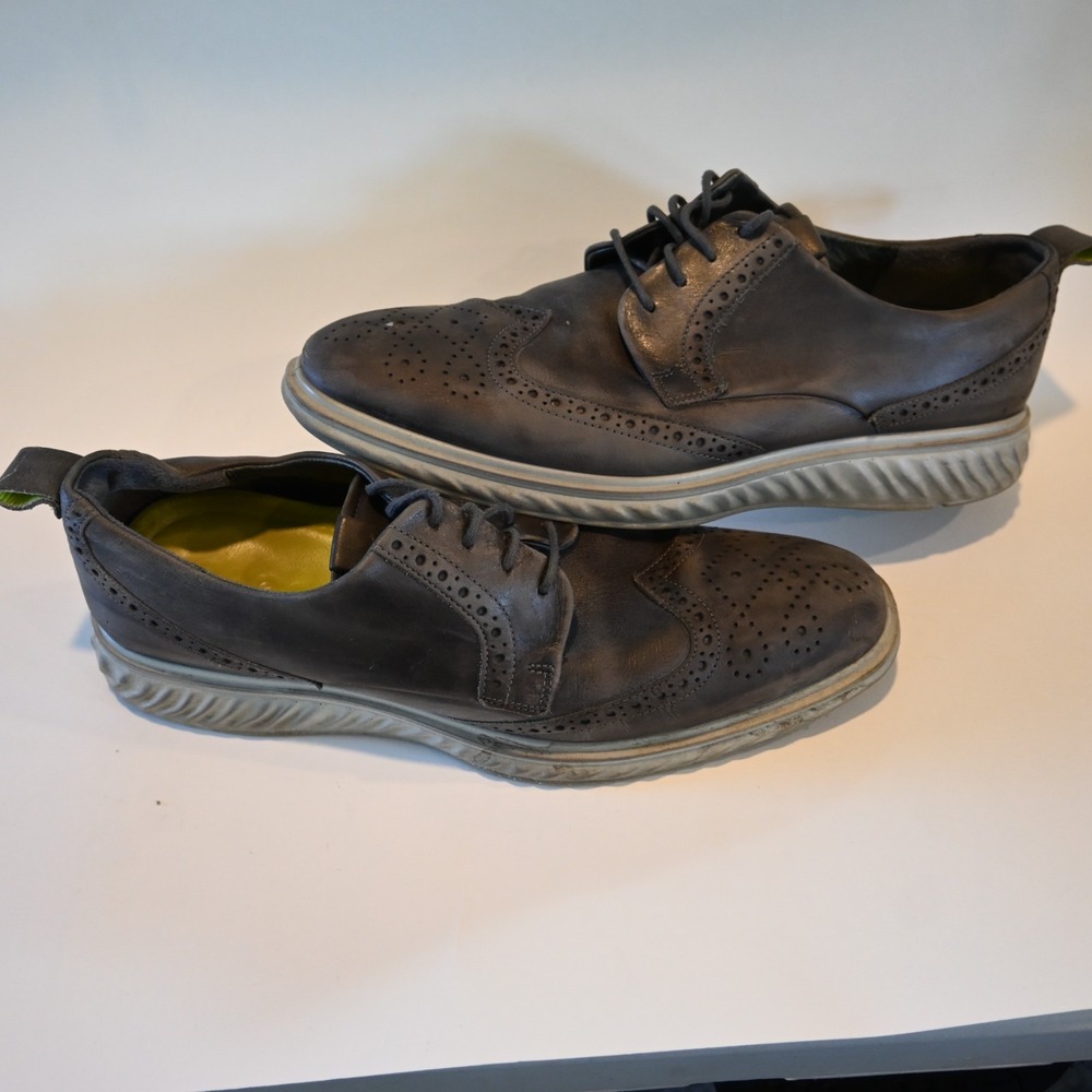 ECCO ST.1 Hybrid Leather Shoes Lace Up Gray Wingtip 83720401308 Men 10 10.5 | 44